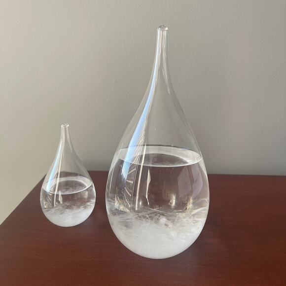 Storm Glass Weather Station Weather Predictor Barometer Wood Base - Set Two (2) - Picture 5 of 10